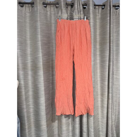 Abercrombie & Fitch Crinkle Linen Pants in‎ Orange Size small - Picture 2 of 4